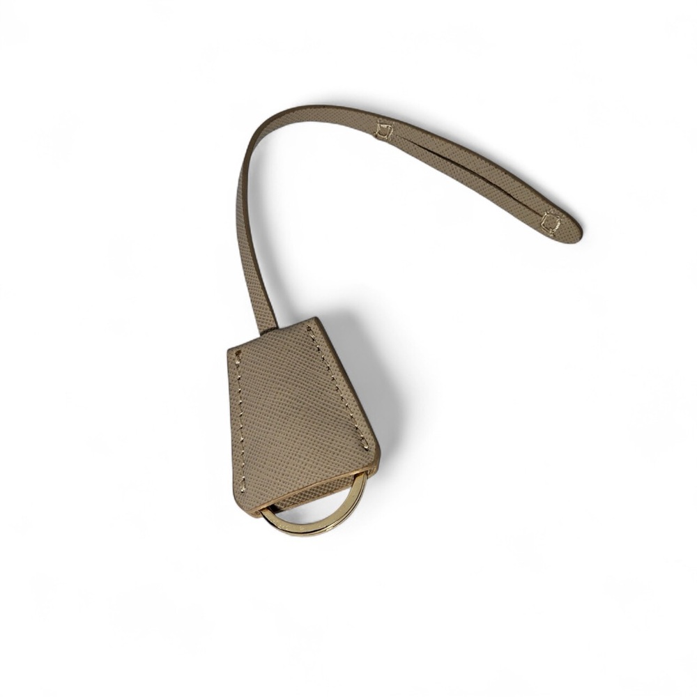 Prada beige saffiano leather keyring